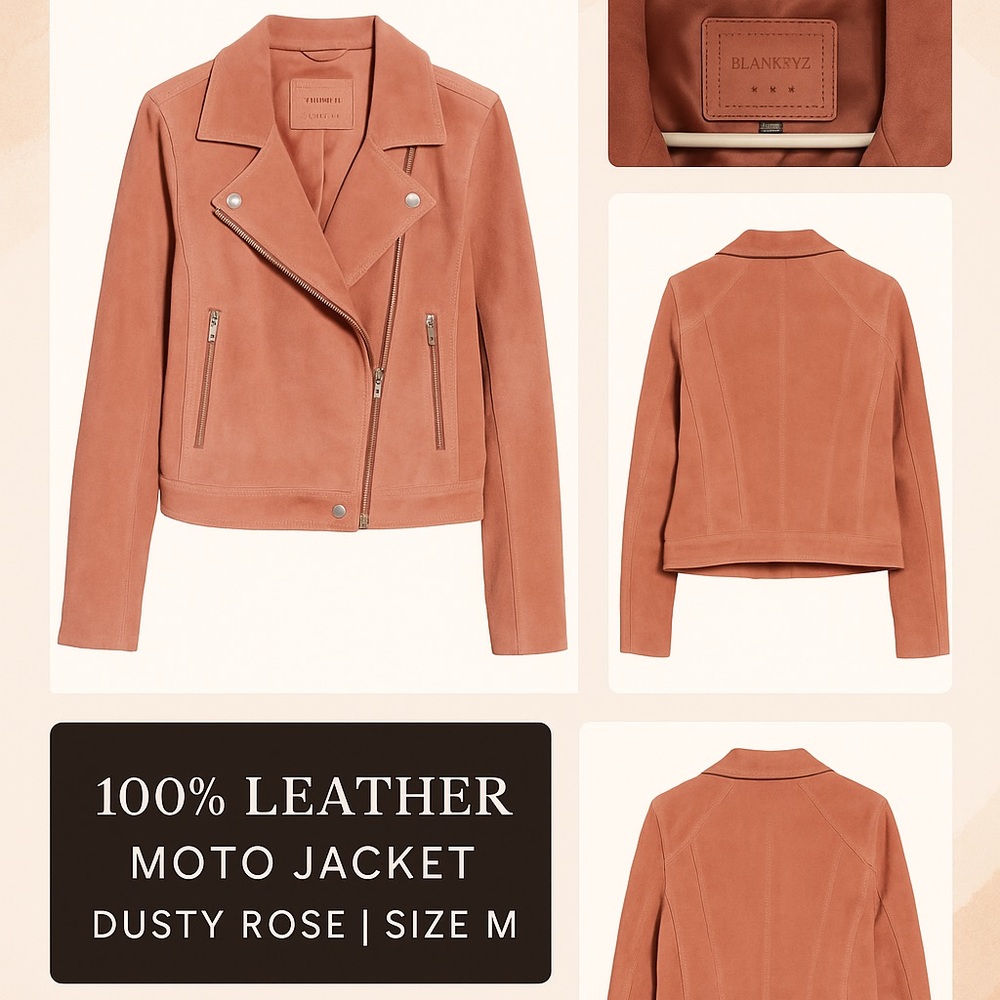Blank NYC Women's Leather Moto Jacket in Dusty Rose